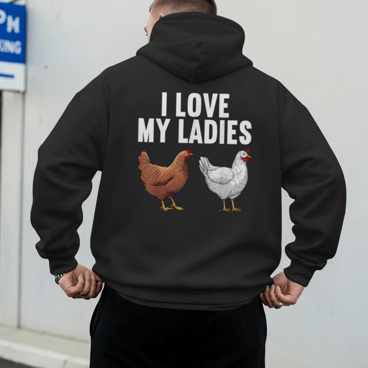 Cool Chicken Art For Men Women Dad Rooster Chicken Farmer Men's Hoodie Back Print