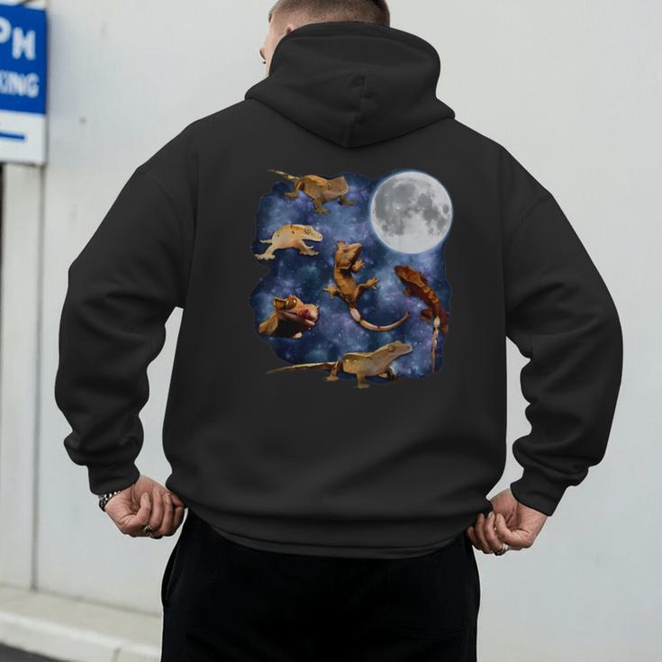 Crested Gecko Moon Retro Reptile Mom Dad Breeder Lover Men's Hoodie Back Print