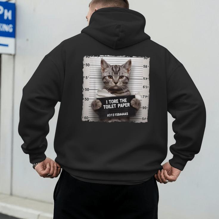 Cute Cat Mugshot Humorous Cat For Cats Lover Cat Mom Cat Dad Men's Hoodie Back Print