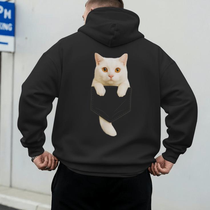 Cute Cat Pocket Cat Mom Cat Dad Cat Lover Men's Hoodie Back Print