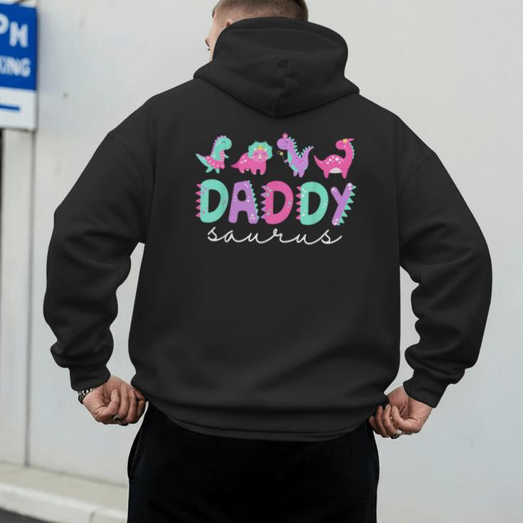 Cute Daddy Saurus Dad Dinosaur Birthday Boy Girl Family Men's Hoodie Back Print
