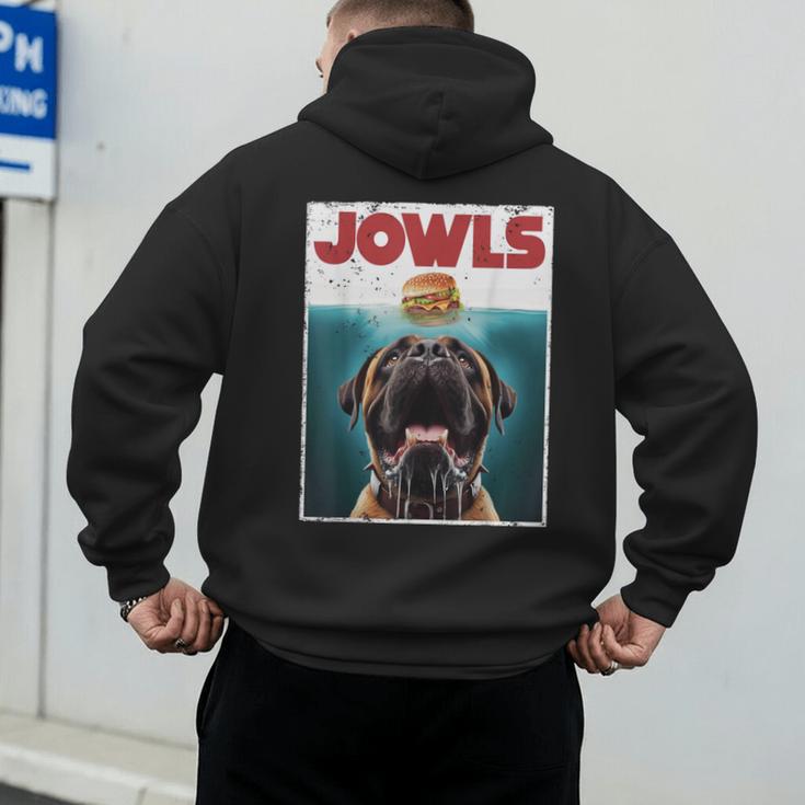 Cute English Mastiff Jowls Burger Bullmastiff Dog Mom Dad Men's Hoodie Back Print