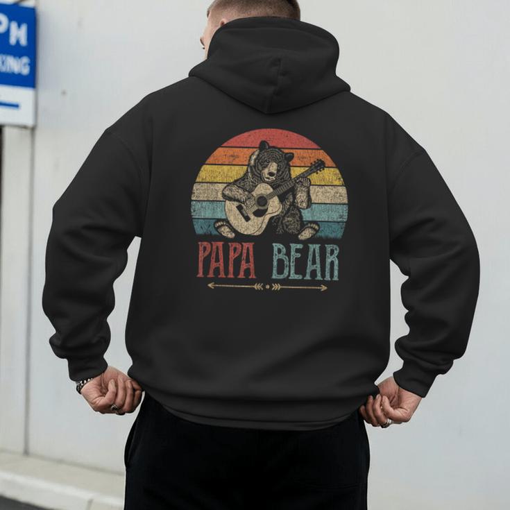 Cute Papa Bear Vintage Father's Day Retro Dad Guitar Men's Hoodie Back Print