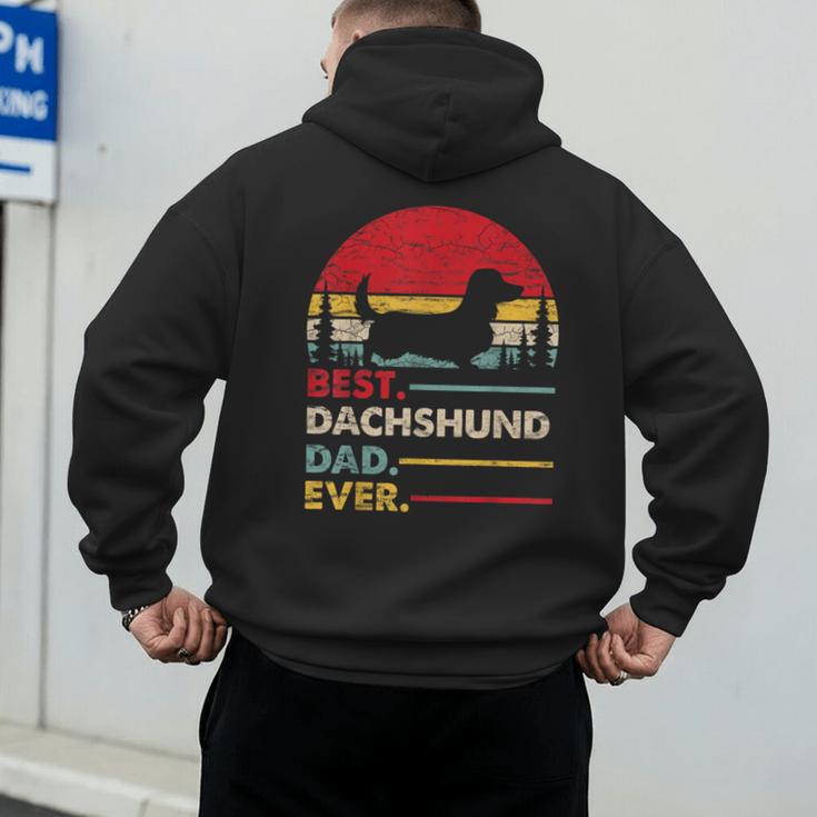 Dachshund Long Haired Best Dad Ever Dog Vintage Retro Men's Hoodie Back Print Dachshund Long Haired Best Dad Ever Dog Vintage Retro Men's Hoodie Back Print