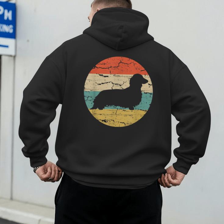 Dachshund Long Haired Dog Vintage Mom Dad Retro Men's Hoodie Back Print