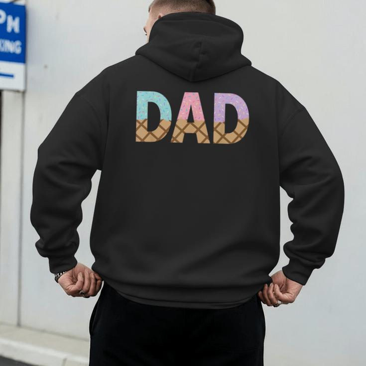 Dad Of 1st First Birthday Girl Ice Cream Men's Hoodie Back Print