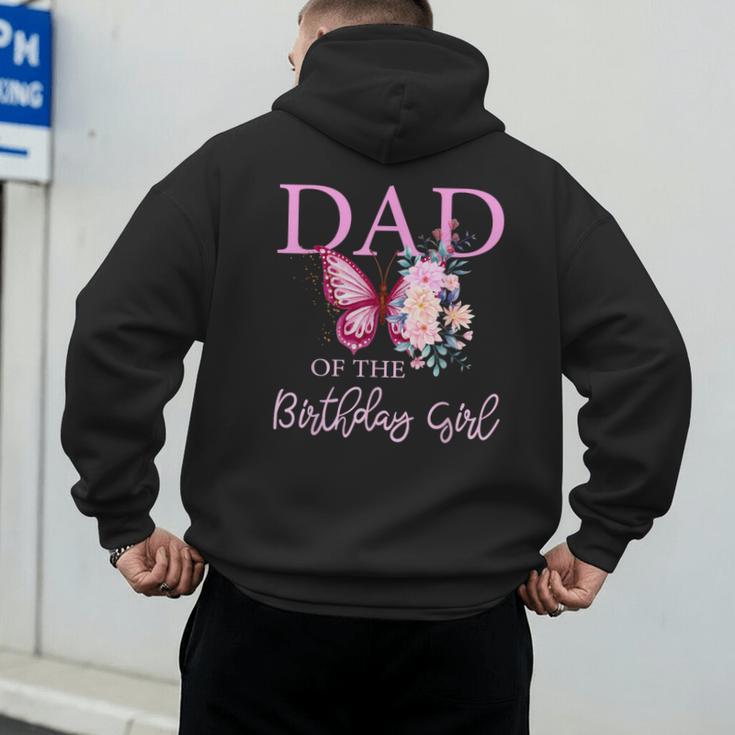 Dad 1st First Birthday Matching Family Butterfly Floral Men's Hoodie Back Print