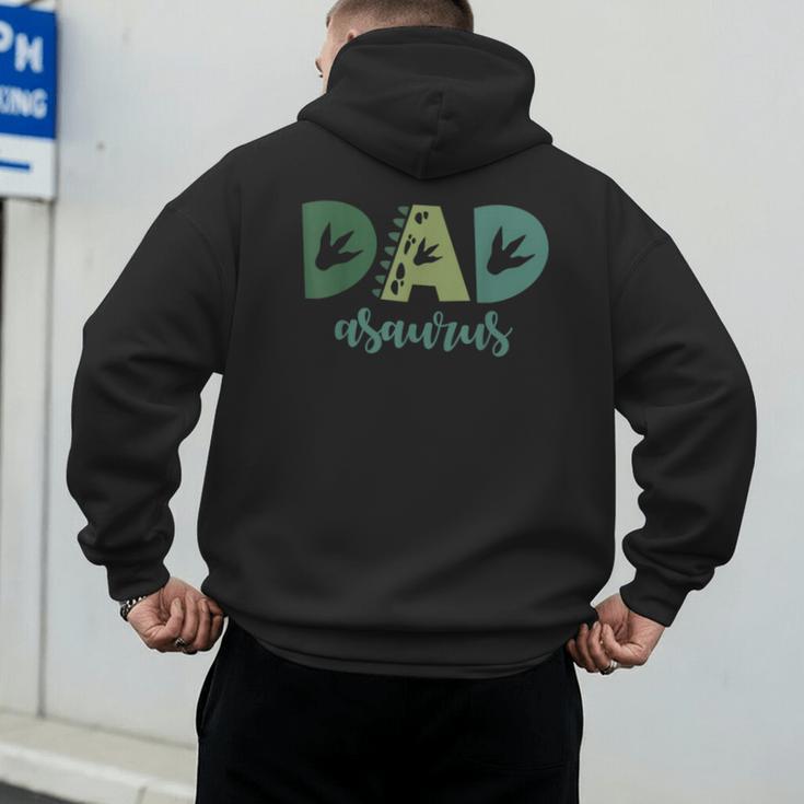 Dad Asaurus Dinosaur Birthday Mom Dad Birthday Boy T-Rex Men's Hoodie Back Print