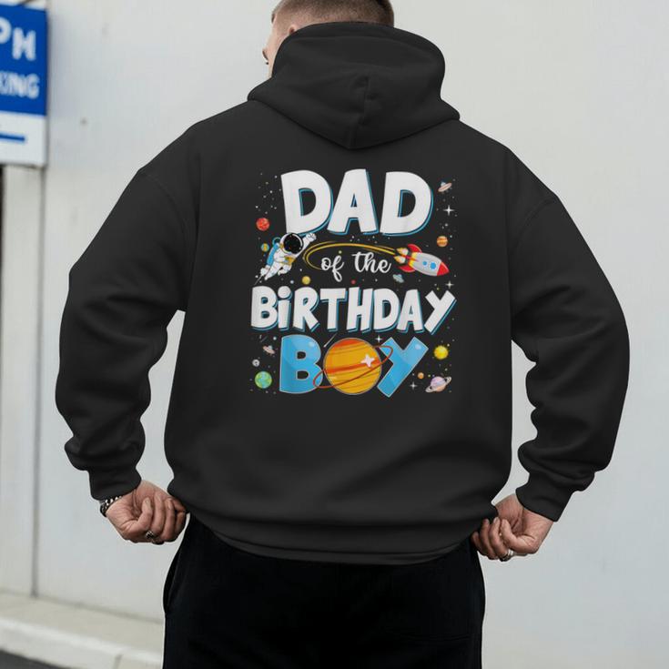 Dad Of The Birthday Boy Astronaut Family Space Planets Men's Hoodie Back Print
