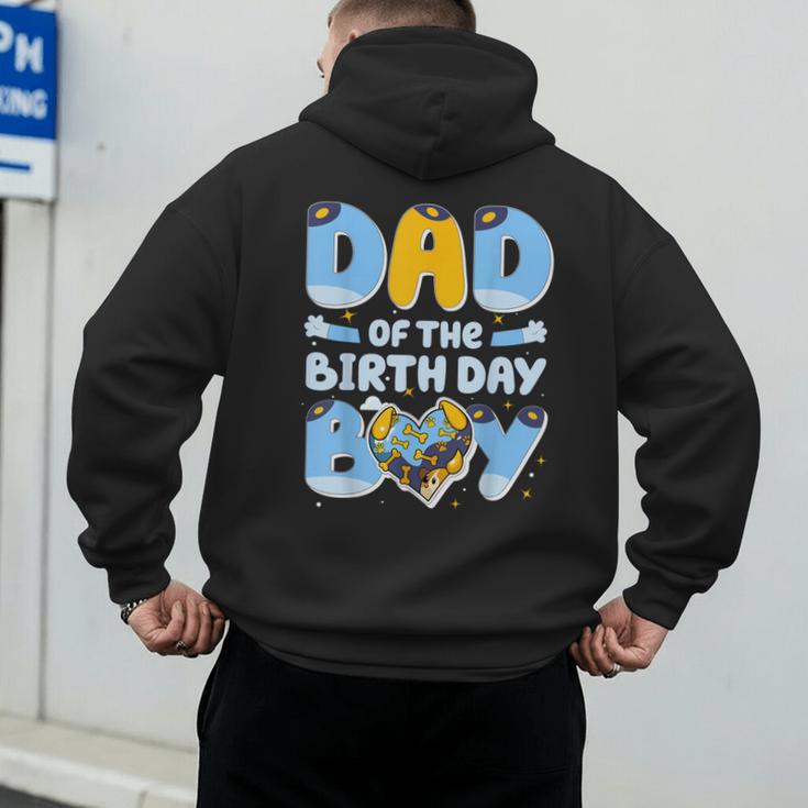 Dad Of The Birthday Boy Blue Dog Family Matching Men's Hoodie Back Print