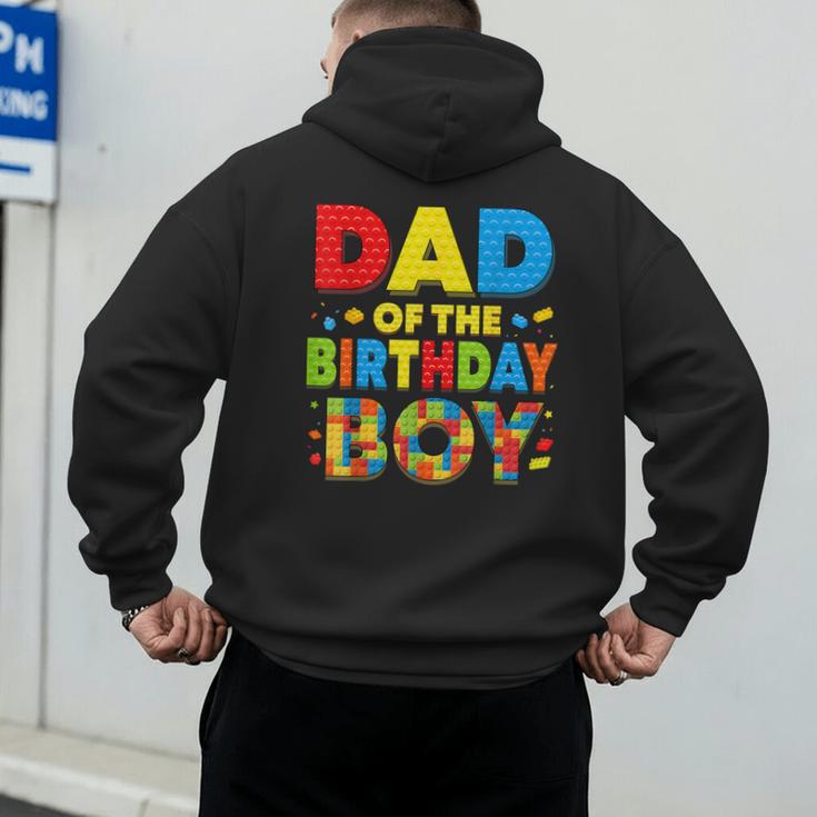 Dad Of The Birthday Boy Building Block Birthday Men's Hoodie Back Print