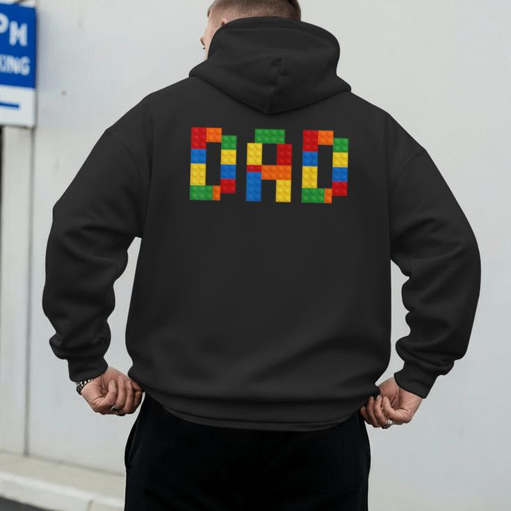 Dad Of The Birthday Boy Building Blocks Bricks Builder Men's Hoodie Back Print