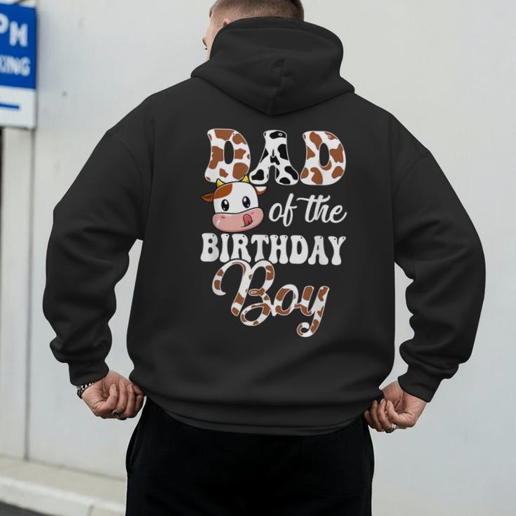 Dad Of The Birthday Boy Cow Farm 1St Birthday Boy Men's Hoodie Back Print