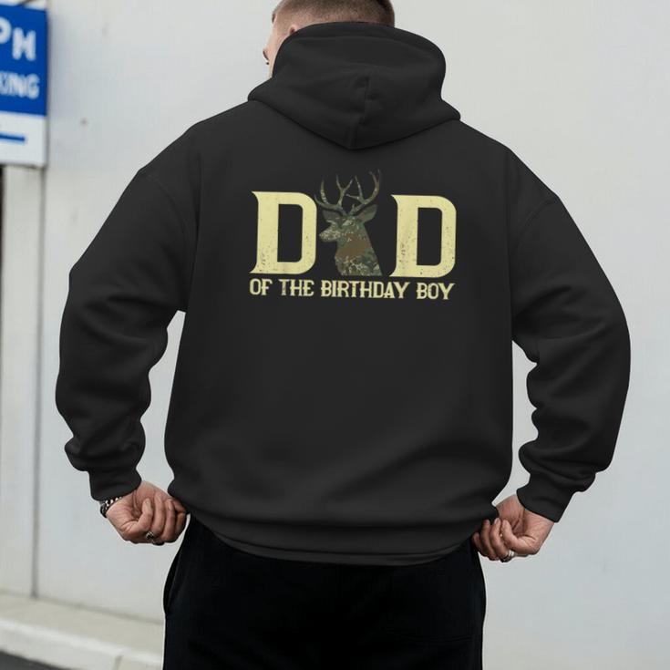 Dad Of The Birthday Boy Deer Hunter Camouflage Flag Men's Hoodie Back Print