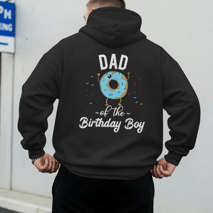 Dad Of The Birthday Boy Donut Theme Party Blue Father Men's Hoodie Back Print