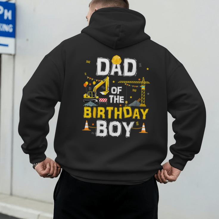 Dad Of The Birthday Boy Matching Construction Crew B-Day Men's Hoodie Back Print