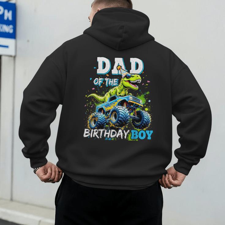 Dad Of The Birthday Boy Monster Truck Dinosaur PartyRex Men's Hoodie Back Print