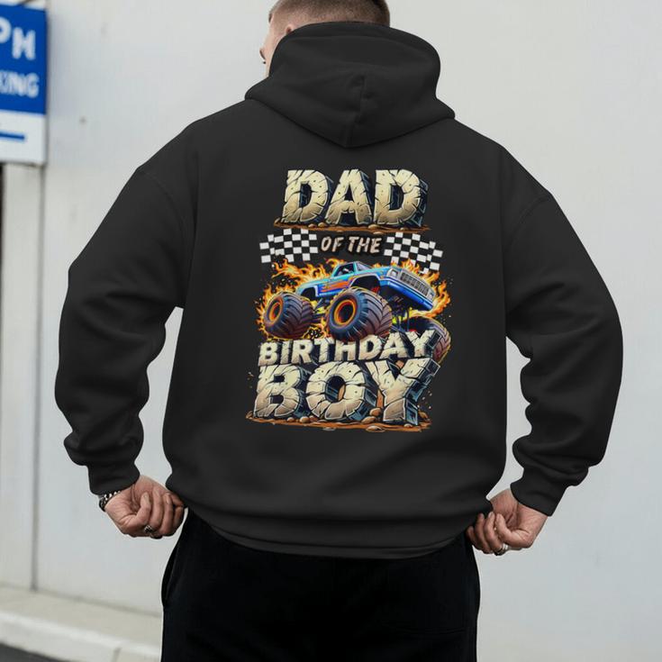 Dad Of The Birthday Boy Monster Truck Family Matching Party Men's Hoodie Back Print