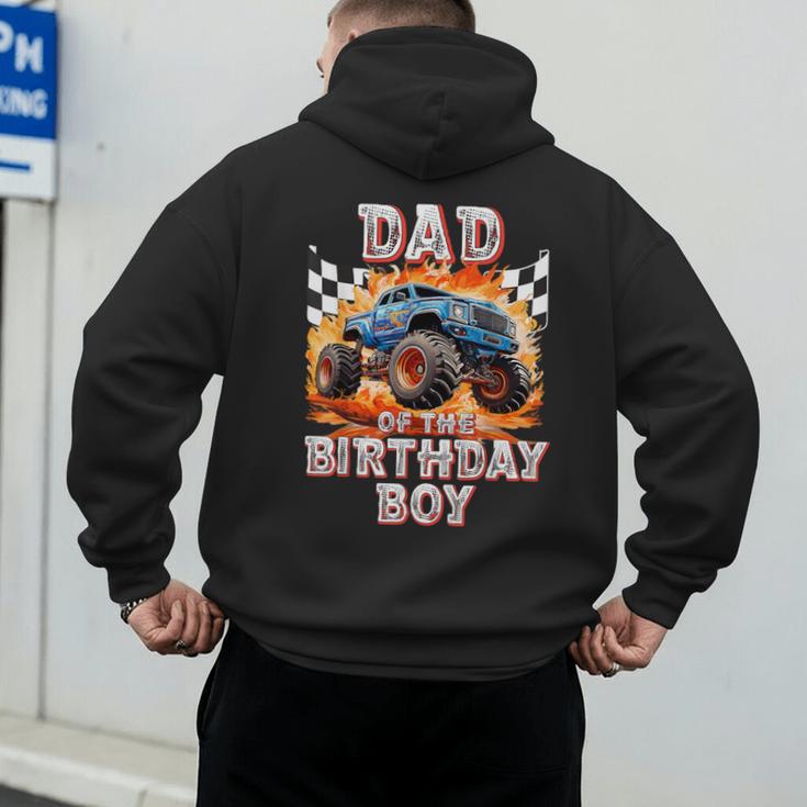 Dad Of The Birthday Boy Monster Truck Birthday Men's Hoodie Back Print