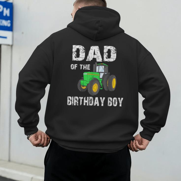 Dad Of The Birthday Boy Vintage Farm Tractor Party Family Men's Hoodie Back Print