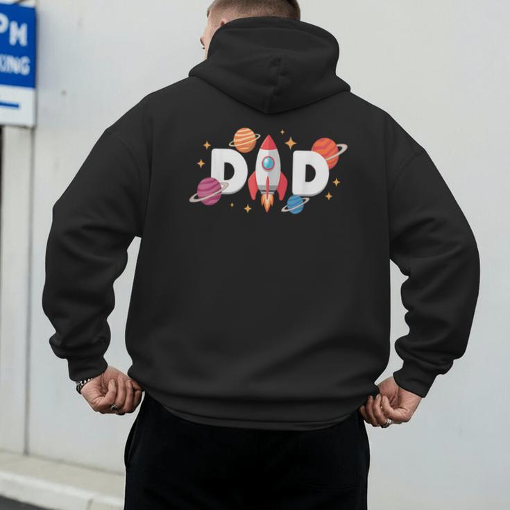 Dad Of The Birthday Boys Space Astronaut 1st Birthday Family Men's Hoodie Back Print