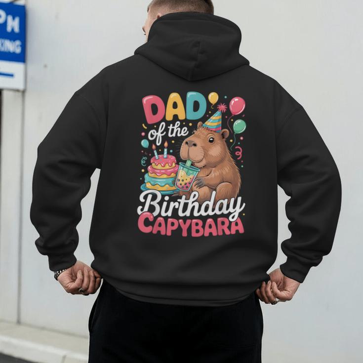 Dad Of The Birthday Capybara Boba Tea Girl Bday Party Family Men's Hoodie Back Print
