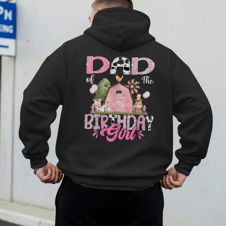 Dad Of The Birthday Girl 1St Birthday Pink Cow Farm Men's Hoodie Back Print