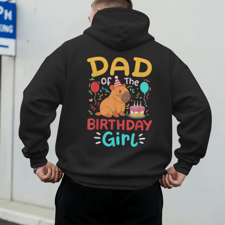 Dad Of The Birthday Girl Kids Cute Capybara Bday Family Men's Hoodie Back Print