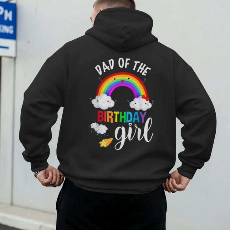 Dad Of The Birthday Girl Rainbow B-Day Matching Family Men's Hoodie Back Print