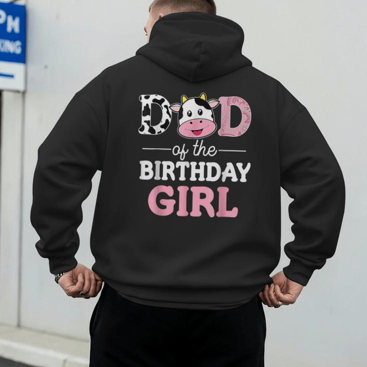 Dad Of The Birthday Girl Shirt Farm Cow Daddy Papa 1st Men's Hoodie Back Print