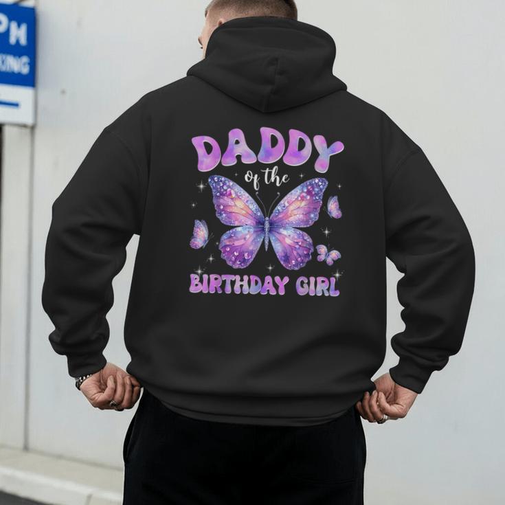 Dad Of The Birthday Girl Tie Dye Butterfly Birthday Family Men's Hoodie Back Print