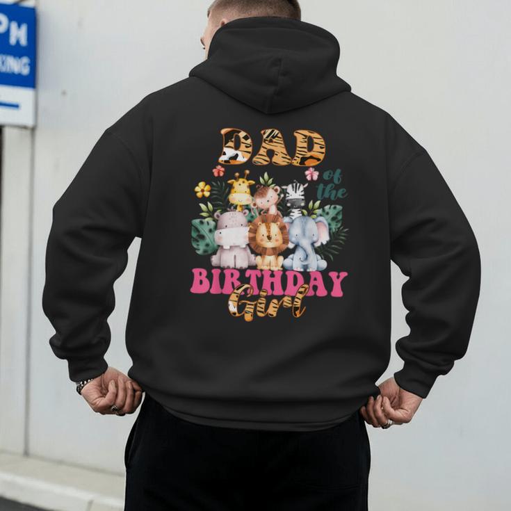 Dad Of The Birthday Girl Zoo Theme Animal Party Safari Cool Men's Hoodie Back Print
