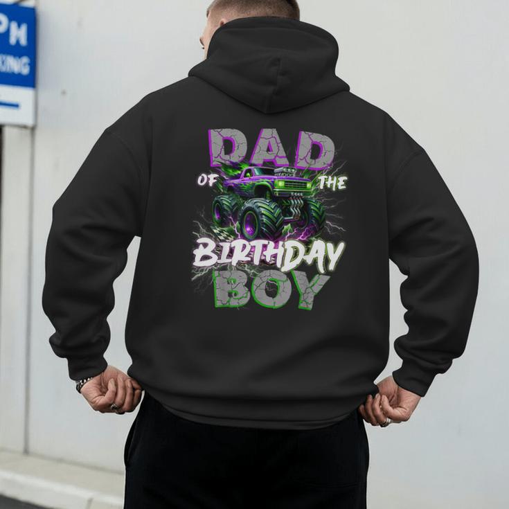 Dad Of The Birthday Monster Truck Family Matching Party Men's Hoodie Back Print
