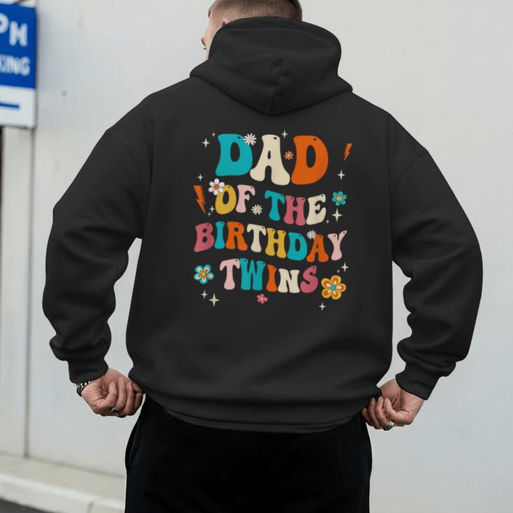 Dad Of The Birthday Twins Boys Girls Party Retro Bday Men's Hoodie Back Print