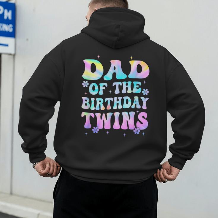 Dad Of The Birthday Twins Girls Kids Party Retro Bday Men's Hoodie Back Print