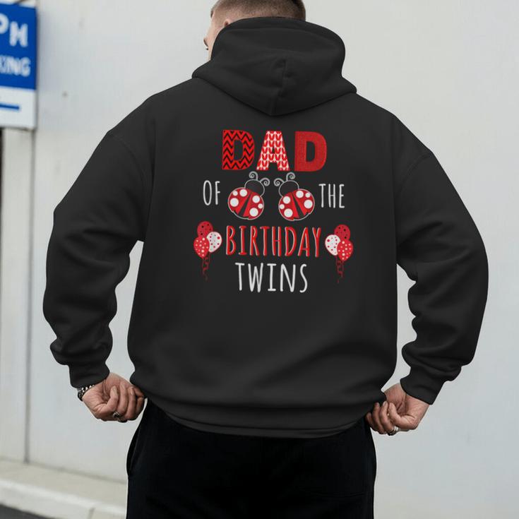 Dad Of The Birthday Twins Ladybug Birthday Family Matching Men's Hoodie Back Print