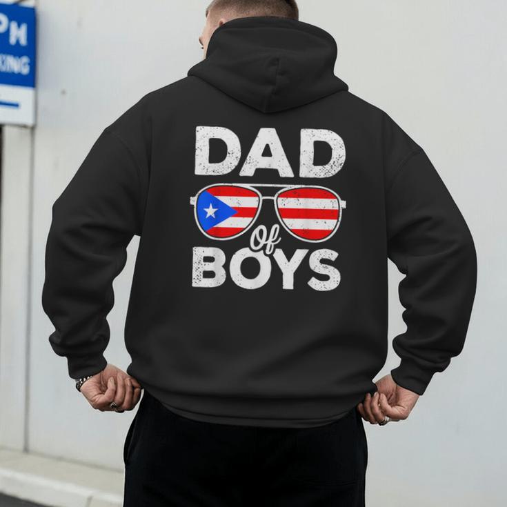 Dad Of Boys Fathers Day Retro Puerto Rico Flag Boricua Dad Men's Hoodie Back Print