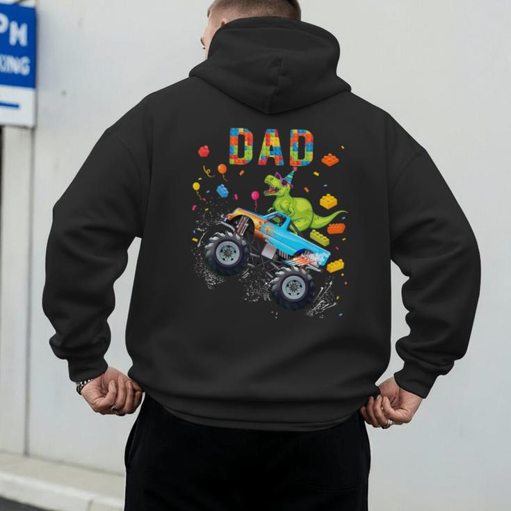 Dad Building Blocks Monster Truck Dinosaur Birthday Men's Hoodie Back Print