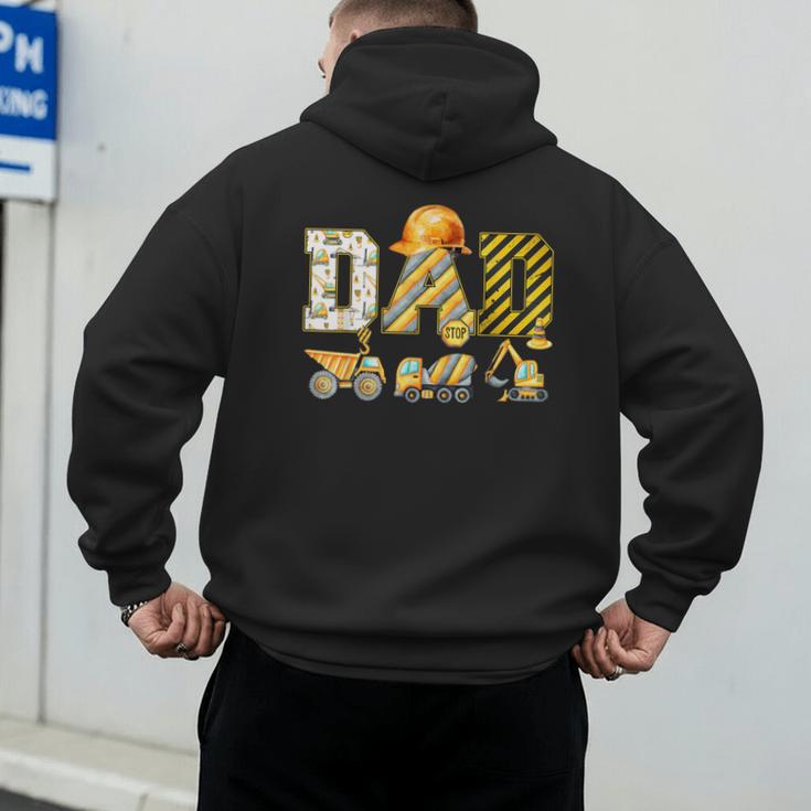 Dad Construction Excavator Kids Matching Family Party Men's Hoodie Back Print