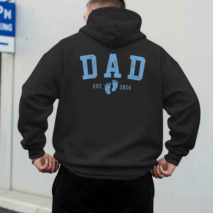 Dad Est 2026 Blue Baby Feet First Time Boy Daddy Men's Hoodie Back Print