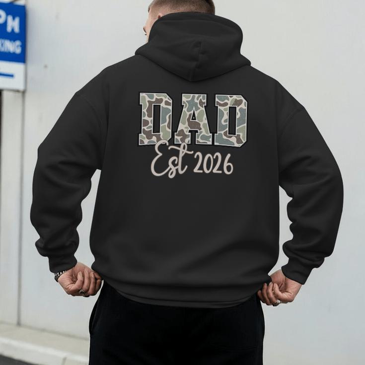Dad Est 2026 Camo Old School Men Father's Day Dada Men's Hoodie Back Print
