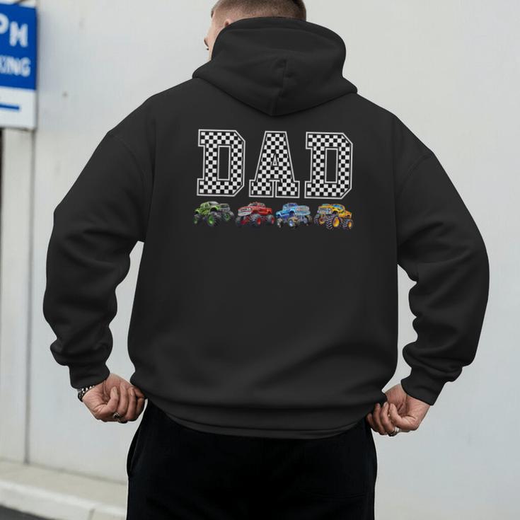Dad Family Crew Monster Truck Lover Birthday Matching Men's Hoodie Back Print