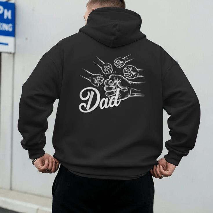 Dad Of Four Toddler Kids Fathers Day Fist Bump Family Men's Hoodie Back Print