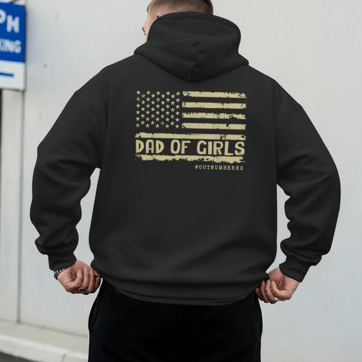 Dad Of Girls Outnumbered US Flag Father's Day Daughter Dad Men's Hoodie Back Print