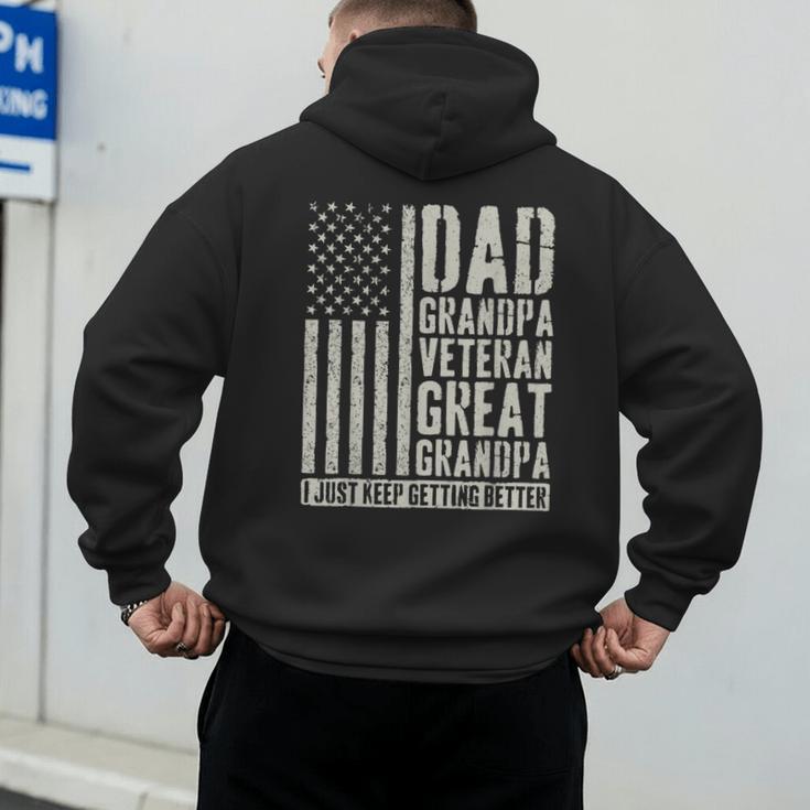 Dad Grandpa Veteran Great Grandpa Men's Hoodie Back Print