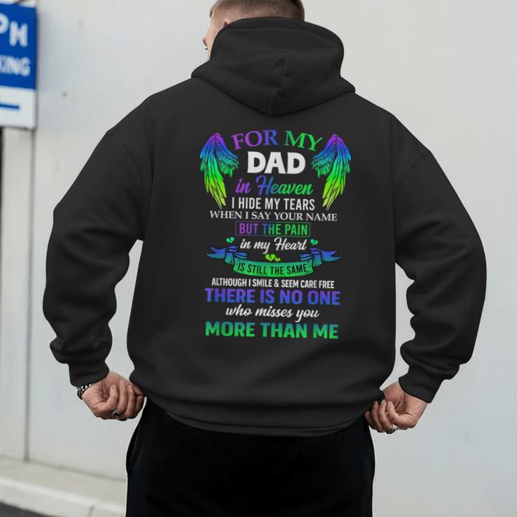 For My Dad In Heaven Touching Tribute For Passed Away Father Men's Hoodie Back Print