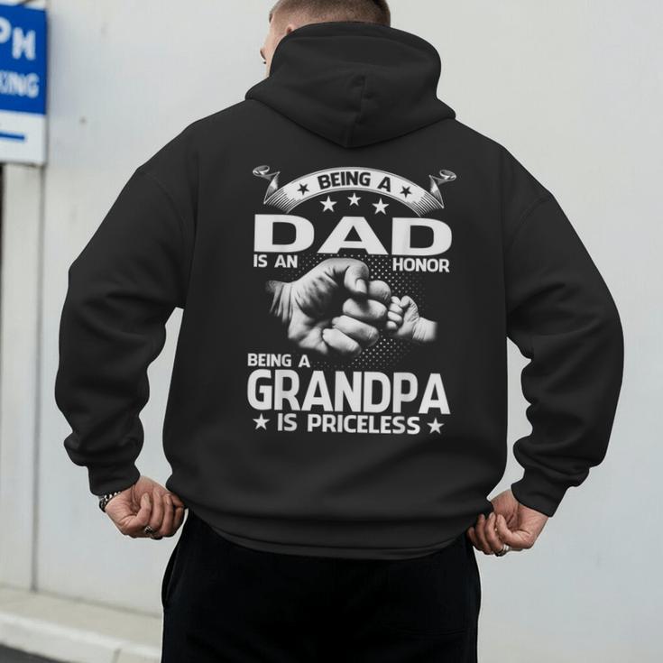 Being A Dad Is An Honor Being A Grandpa Is Priceless Men's Hoodie Back Print