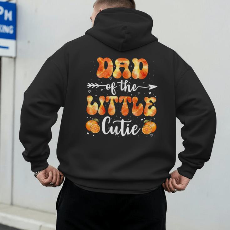 Dad Little Cutie Baby Shower Orange 1st Birthday Party Men's Hoodie Back Print