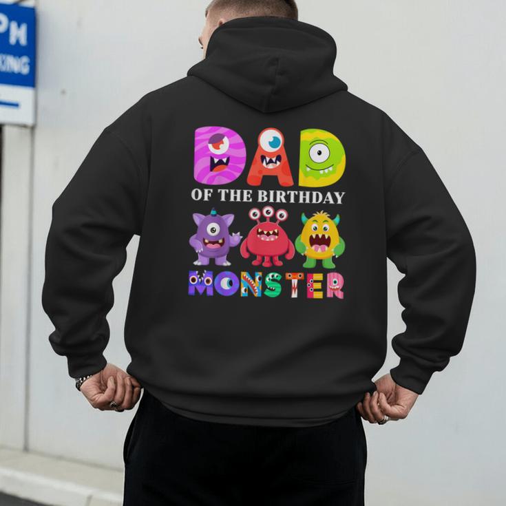 Dad Little Monster Kids 1st Birthday Party Family Monster Small Men's Hoodie Back Print