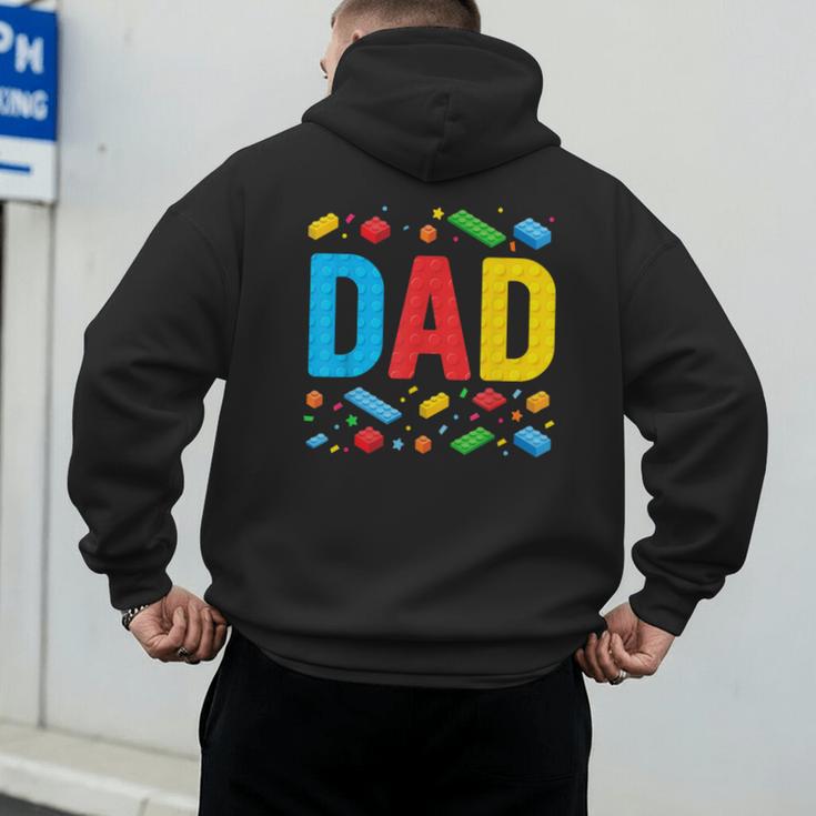 Dad Master Builder Building Bricks Blocks Family Fathers Day Men's Hoodie Back Print